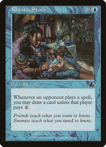 Rhystic Study - Prophecy Magic: The Gathering trading card