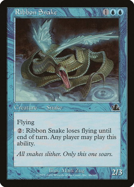 Ribbon Snake trading card from Prophecy Ribbon Snake - Prophecy Magic: The Gathering trading card