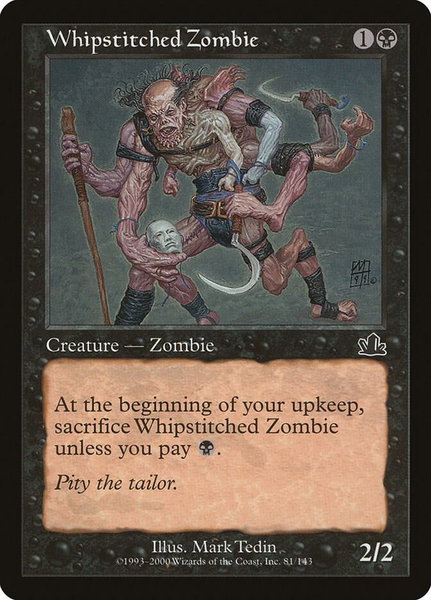 Whipstitched Zombie trading card from Prophecy Whipstitched Zombie - Prophecy Magic: The Gathering trading card