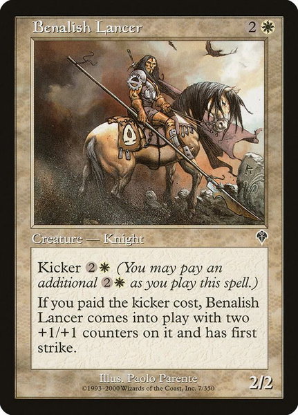 Benalish Lancer trading card from Invasion Benalish Lancer - Invasion Magic: The Gathering trading card