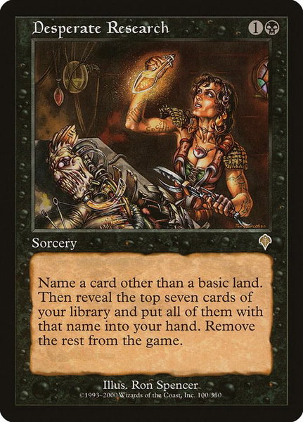 Desperate Research - Invasion Magic: The Gathering trading card