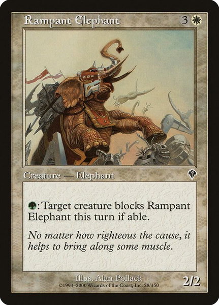 Rampant Elephant trading card from Invasion Rampant Elephant - Invasion Magic: The Gathering trading card