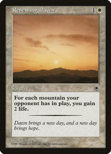Renewing Dawn trading card from Portal Renewing Dawn - Portal Magic: The Gathering trading card