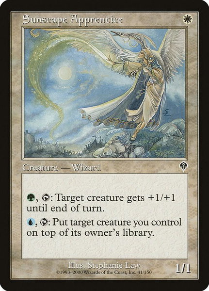 Sunscape Apprentice trading card from Invasion Sunscape Apprentice - Invasion Magic: The Gathering trading card