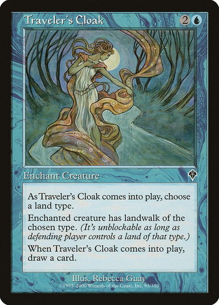 Traveler's Cloak trading card from Invasion Traveler's Cloak - Invasion Magic: The Gathering trading card