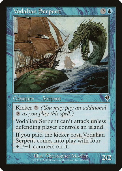 Vodalian Serpent trading card from Invasion Vodalian Serpent - Invasion Magic: The Gathering trading card