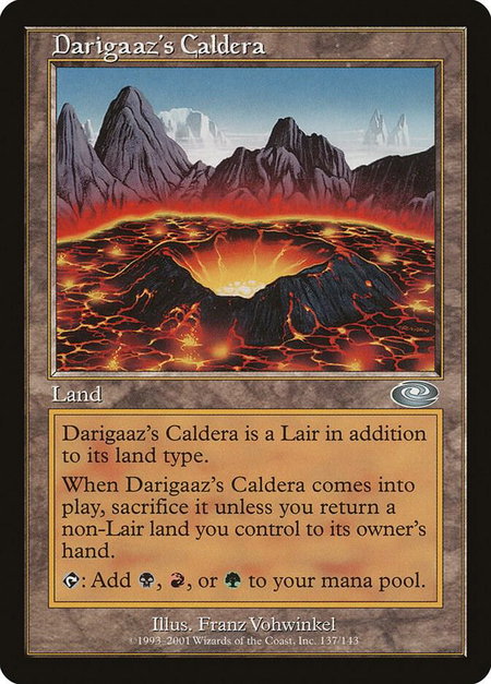 Darigaaz's Caldera trading card from Planeshift Darigaaz's Caldera - Planeshift Magic: The Gathering trading card