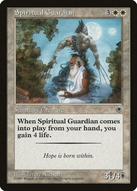 Spiritual Guardian trading card from Portal Spiritual Guardian - Portal Magic: The Gathering trading card