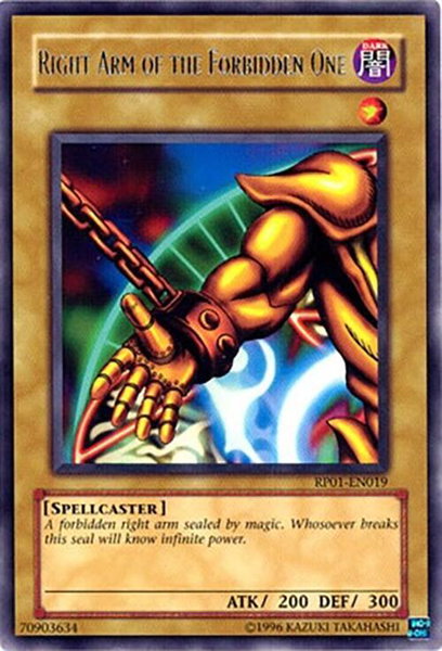 Right Arm of the Forbidden One trading card from Retro Pack Right Arm of the Forbidden One - Retro Pack YuGiOh trading card