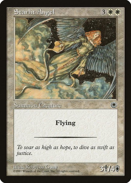 Starlit Angel trading card from Portal Starlit Angel - Portal Magic: The Gathering trading card
