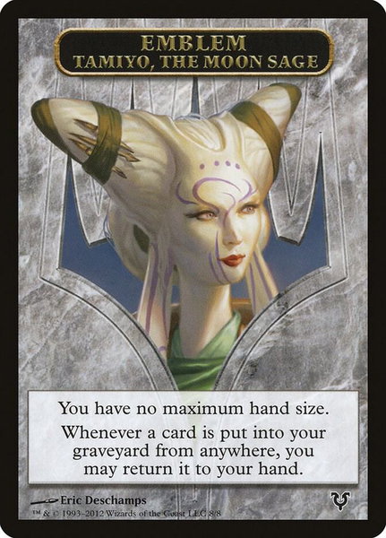 Emblem - Tamiyo, the Moon Sage trading card from Avacyn Restored Emblem - Tamiyo, the Moon Sage - Avacyn Restored Magic: The Gathering trading card