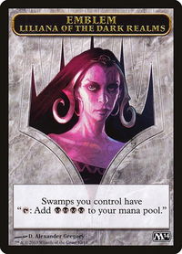 Emblem - Liliana of the Dark Realms - Magic 2014 (M14) (M14) #12 - Token Magic: The Gathering Trading Card