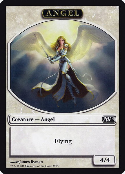 Angel Token trading card from Magic 2014 (M14) Angel Token - Magic 2014 (M14) Magic: The Gathering trading card