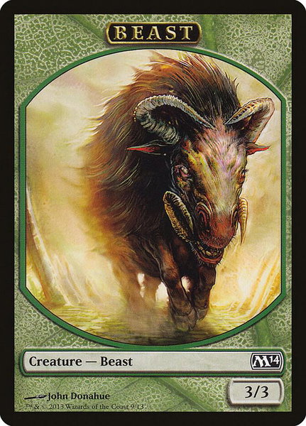 Beast Token trading card from Magic 2014 (M14) Beast Token - Magic 2014 (M14) Magic: The Gathering trading card