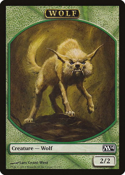 Wolf Token trading card from Magic 2014 (M14) Wolf Token - Magic 2014 (M14) Magic: The Gathering trading card