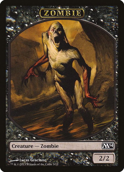 Zombie Token trading card from Magic 2014 (M14) Zombie Token - Magic 2014 (M14) Magic: The Gathering trading card