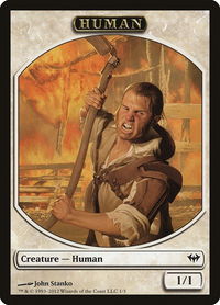 Human Token - Dark Ascension (DKA) #1 - Token Magic: The Gathering Trading Card