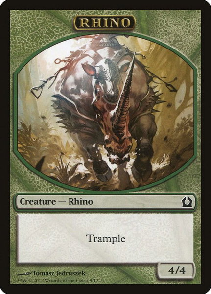 Rhino Token trading card from Return to Ravnica Rhino Token - Return to Ravnica Magic: The Gathering trading card