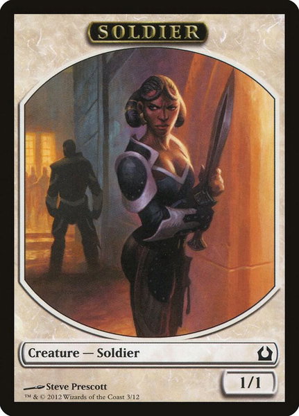 Soldier Token trading card from Return to Ravnica Soldier Token - Return to Ravnica Magic: The Gathering trading card