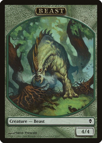 Beast Token - Zendikar Magic: The Gathering trading card