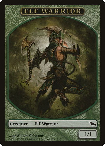Elf Warrior Token (5) trading card from Shadowmoor Elf Warrior Token (5) - Shadowmoor Magic: The Gathering trading card
