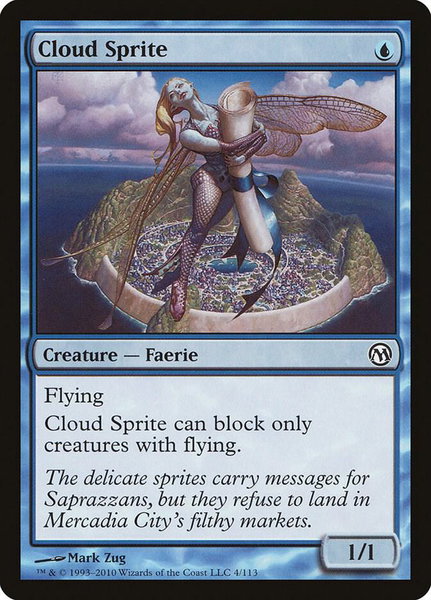 Cloud Sprite trading card from Duels of the Planeswalkers Cloud Sprite - Duels of the Planeswalkers Magic: The Gathering trading card