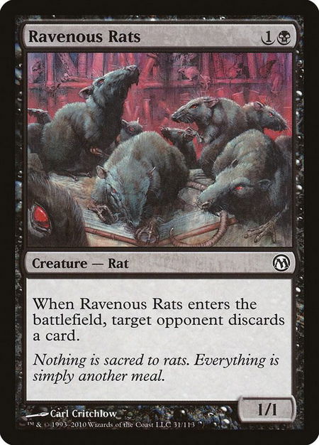 Ravenous Rats trading card from Duels of the Planeswalkers Ravenous Rats - Duels of the Planeswalkers Magic: The Gathering trading card