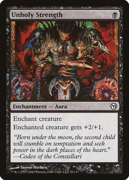 Unholy Strength trading card from Duels of the Planeswalkers Unholy Strength - Duels of the Planeswalkers Magic: The Gathering trading card