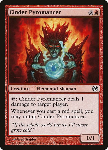 Cinder Pyromancer trading card from Duels of the Planeswalkers Cinder Pyromancer - Duels of the Planeswalkers Magic: The Gathering trading card
