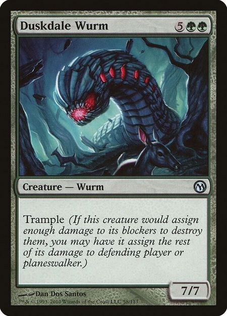 Duskdale Wurm trading card from Duels of the Planeswalkers Duskdale Wurm - Duels of the Planeswalkers Magic: The Gathering trading card