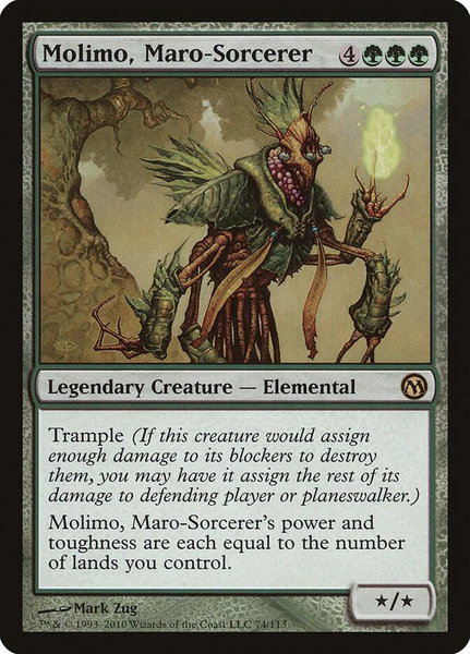 Molimo, Maro-Sorcerer trading card from Duels of the Planeswalkers Molimo, Maro-Sorcerer - Duels of the Planeswalkers Magic: The Gathering trading card