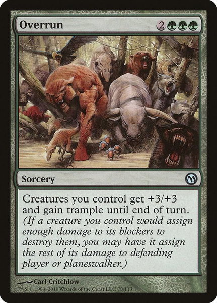 Overrun trading card from Duels of the Planeswalkers Overrun - Duels of the Planeswalkers Magic: The Gathering trading card