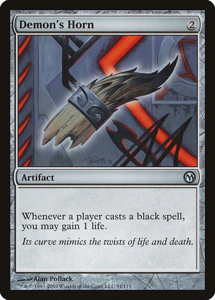 Demon's Horn trading card from Duels of the Planeswalkers Demon's Horn - Duels of the Planeswalkers Magic: The Gathering trading card