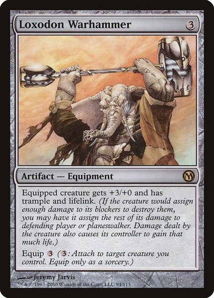 Loxodon Warhammer trading card from Duels of the Planeswalkers Loxodon Warhammer - Duels of the Planeswalkers Magic: The Gathering trading card