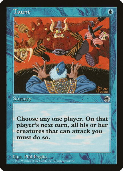 Taunt trading card from Portal Taunt - Portal Magic: The Gathering trading card