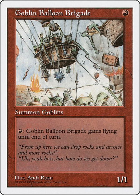 Goblin Balloon Brigade trading card from Anthologies Goblin Balloon Brigade - Anthologies Magic: The Gathering trading card