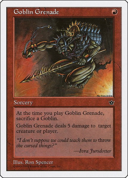 Goblin Grenade trading card from Anthologies Goblin Grenade - Anthologies Magic: The Gathering trading card