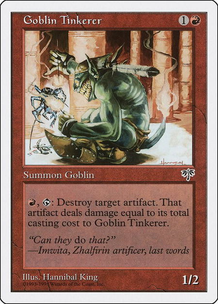 Goblin Tinkerer trading card from Anthologies Goblin Tinkerer - Anthologies Magic: The Gathering trading card