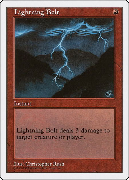 Lightning Bolt trading card from Anthologies Lightning Bolt - Anthologies Magic: The Gathering trading card