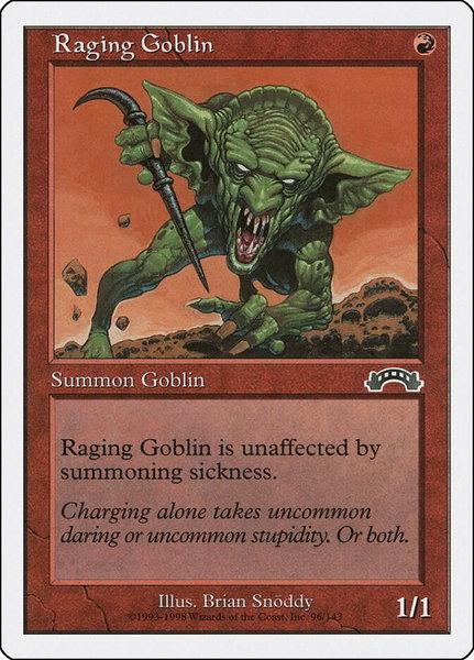 Raging Goblin trading card from Anthologies Raging Goblin - Anthologies Magic: The Gathering trading card