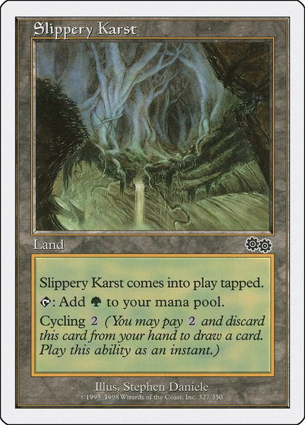 Slippery Karst trading card from Anthologies Slippery Karst - Anthologies Magic: The Gathering trading card