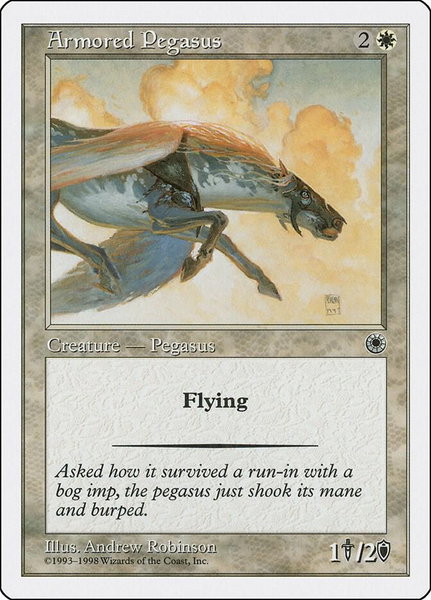 Armored Pegasus trading card from Anthologies Armored Pegasus - Anthologies Magic: The Gathering trading card