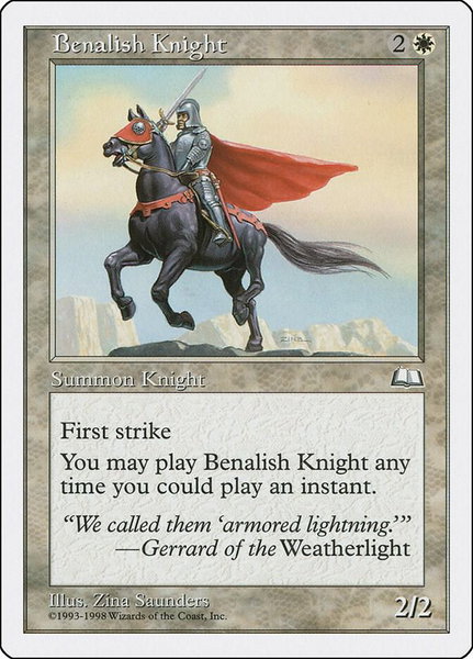 Benalish Knight trading card from Anthologies Benalish Knight - Anthologies Magic: The Gathering trading card