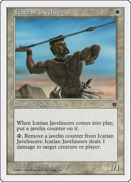 Icatian Javelineers trading card from Anthologies Icatian Javelineers - Anthologies Magic: The Gathering trading card