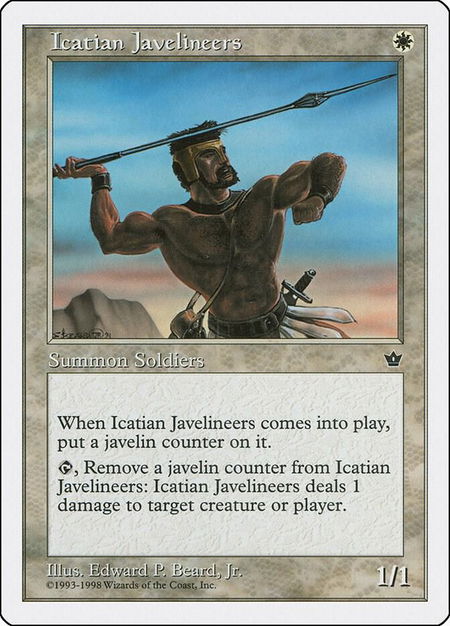 Icatian Javelineers trading card from Anthologies Icatian Javelineers - Anthologies Magic: The Gathering trading card