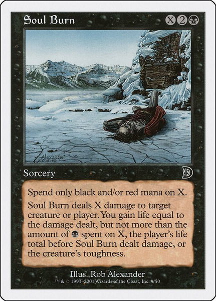 Soul Burn trading card from Deckmasters Garfield vs Finkel Soul Burn - Deckmasters Garfield vs Finkel Magic: The Gathering trading card