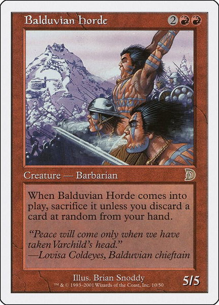 Balduvian Horde trading card from Deckmasters Garfield vs Finkel Balduvian Horde - Deckmasters Garfield vs Finkel Magic: The Gathering trading card