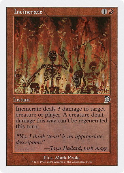 Incinerate trading card from Deckmasters Garfield vs Finkel Incinerate - Deckmasters Garfield vs Finkel Magic: The Gathering trading card
