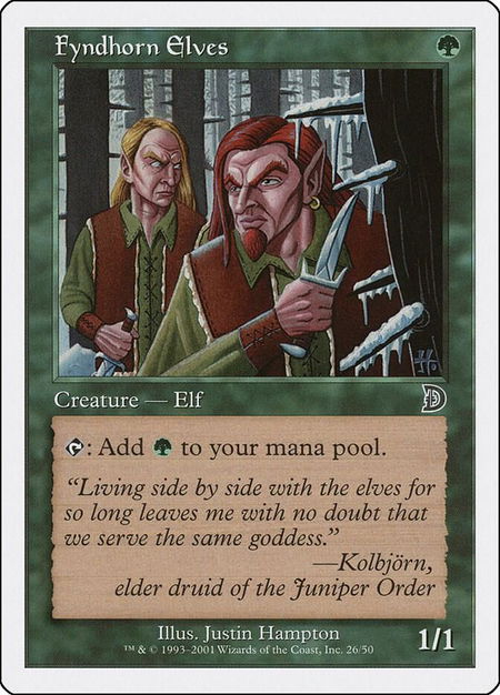 Fyndhorn Elves - Deckmasters Garfield vs Finkel Magic: The Gathering trading card