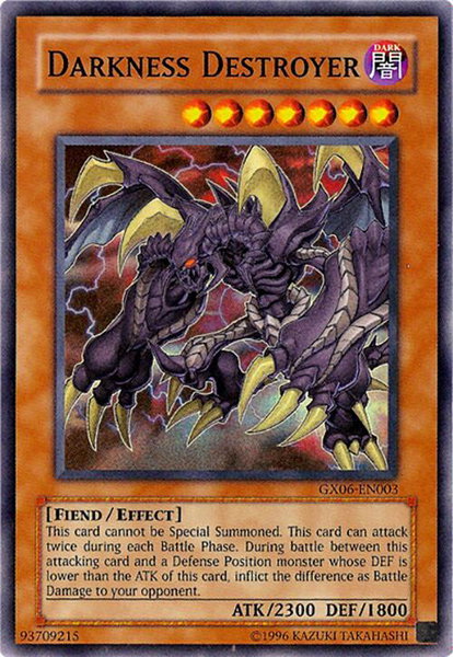Darkness Destroyer trading card from Yu-Gi-Oh! GX Tag Force Promotional Cards Darkness Destroyer - Yu-Gi-Oh! GX Tag Force Promotional Cards YuGiOh trading card